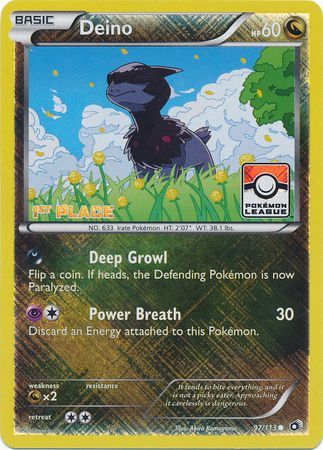 Deino (97/113) (League Promo 1st Place) [Black & White: Legendary Treasures] | Game Master's Emporium (The New GME)