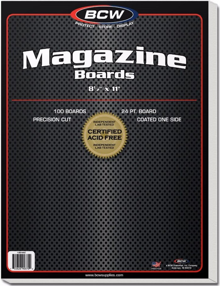 Magazine Sized BCW 24 PT Comic Book Boards 100  8 1/2" x 11" | Game Master's Emporium (The New GME)
