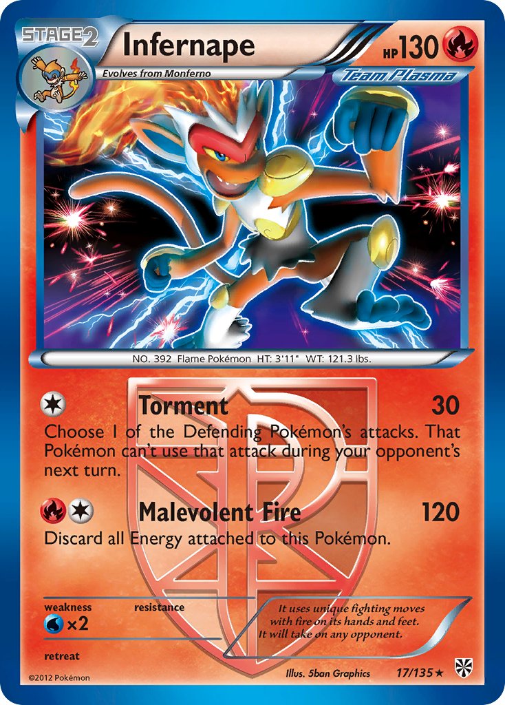 Infernape (17/135) (Theme Deck Exclusive) [Black & White: Plasma Storm] | Game Master's Emporium (The New GME)