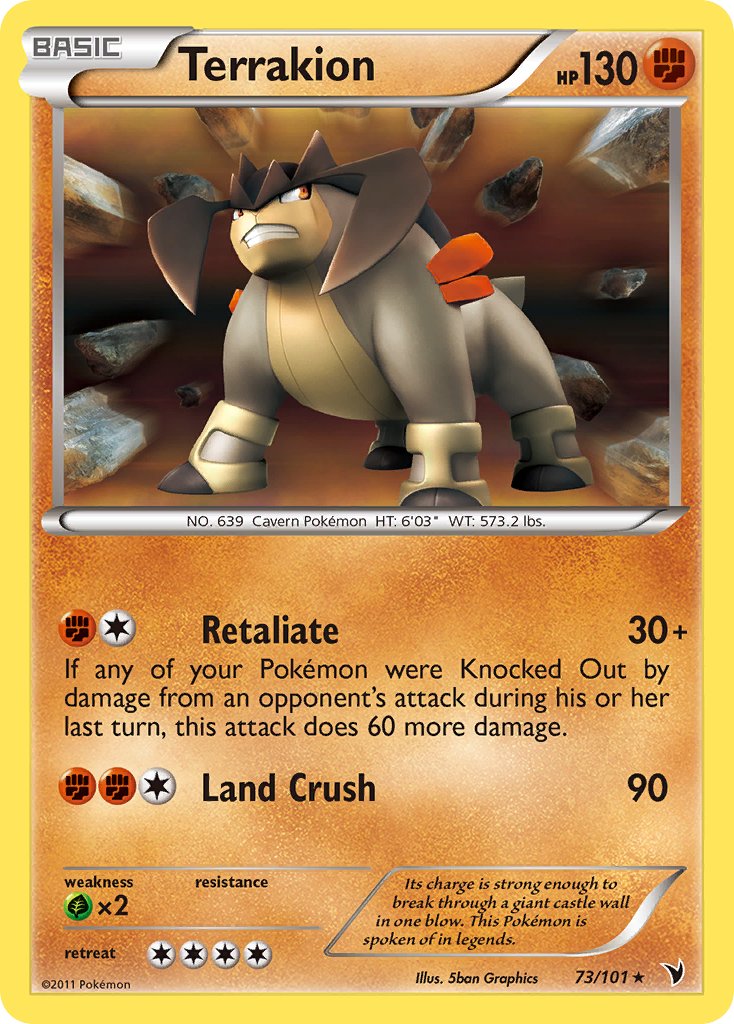 Terrakion (73/101) (Cosmos Holo) (Blister Exclusive) [Black & White: Noble Victories] | Game Master's Emporium (The New GME)