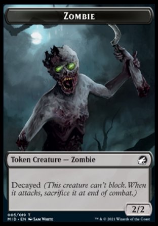 Zombie (005) // Teferi, Who Slows the Sunset Emblem Double-Sided Token [Innistrad: Midnight Hunt Tokens] | Game Master's Emporium (The New GME)