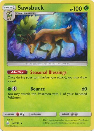 Sawsbuck (16/236) (Build & Battle Box Exclusive) [Sun & Moon: Cosmic Eclipse] | Game Master's Emporium (The New GME)