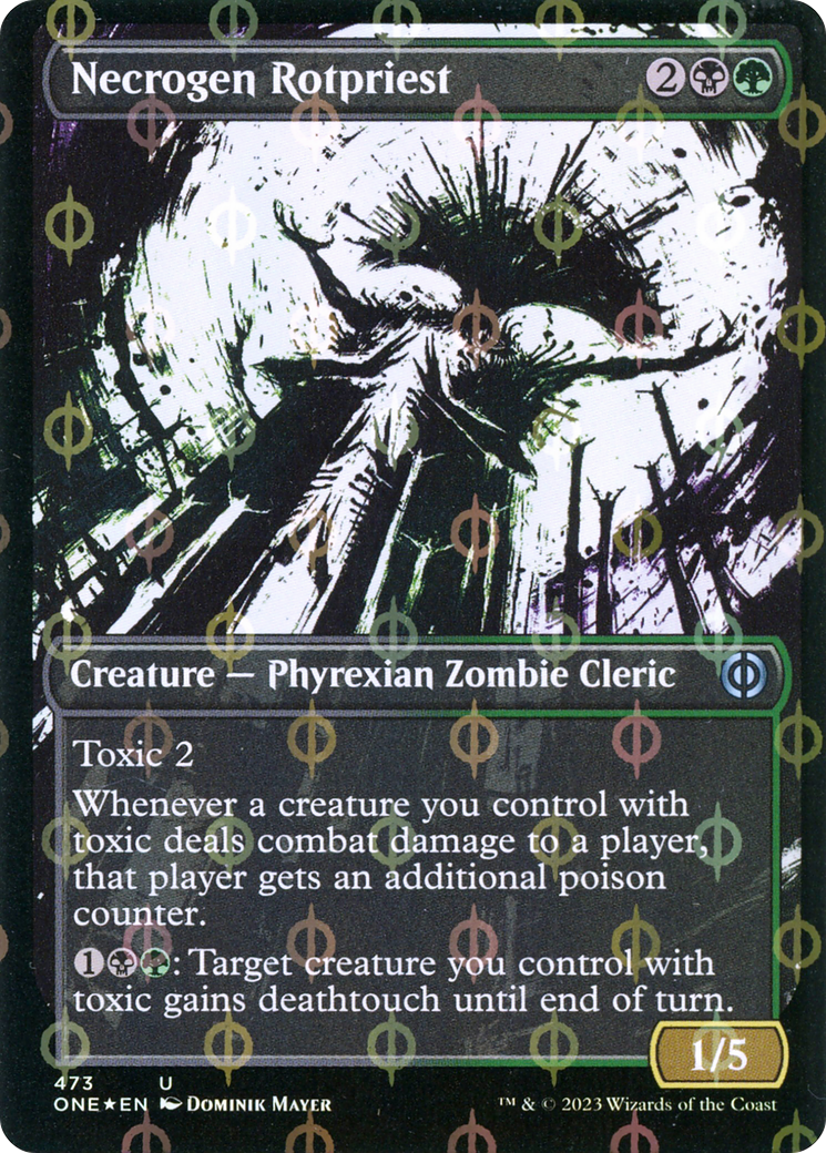 Necrogen Rotpriest (Borderless Ichor Step-and-Compleat Foil) [Phyrexia: All Will Be One] | Game Master's Emporium (The New GME)