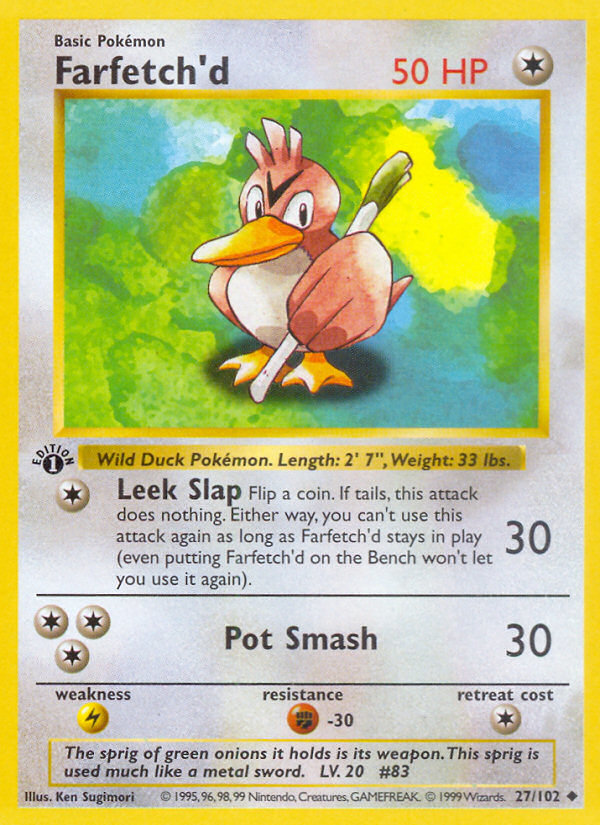 Farfetch'd (27/102) (Shadowless) [Base Set 1st Edition] | Game Master's Emporium (The New GME)
