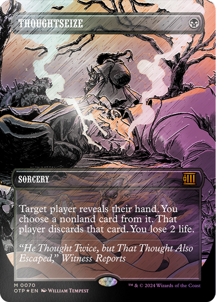 Thoughtseize (Textured Foil) [Outlaws of Thunder Junction: Breaking News] | Game Master's Emporium (The New GME)