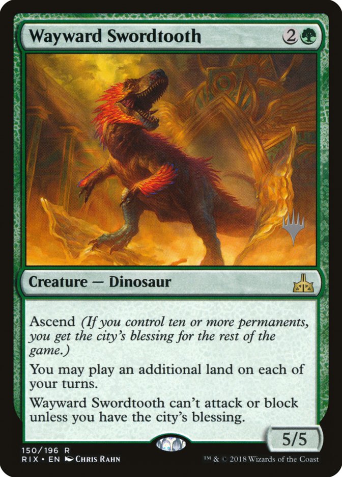 Wayward Swordtooth (Promo Pack) [Rivals of Ixalan Promos] | Game Master's Emporium (The New GME)