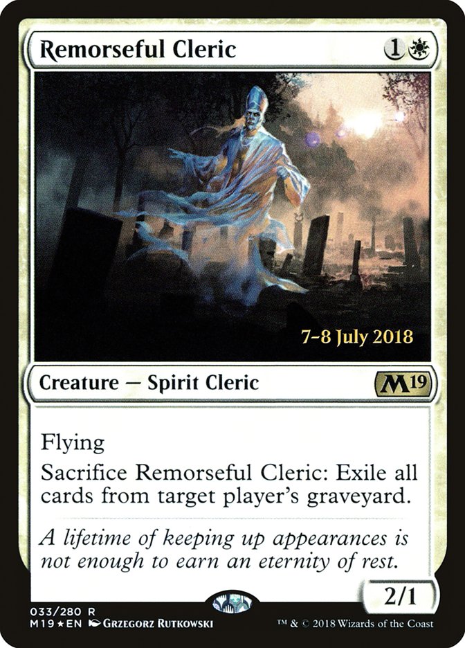 Remorseful Cleric [Core Set 2019 Prerelease Promos] | Game Master's Emporium (The New GME)