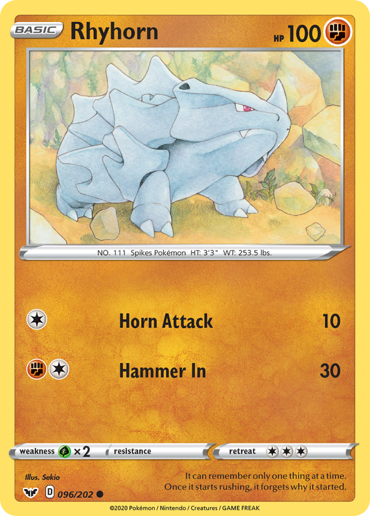 Rhyhorn (096/202) [Sword & Shield: Base Set] | Game Master's Emporium (The New GME)