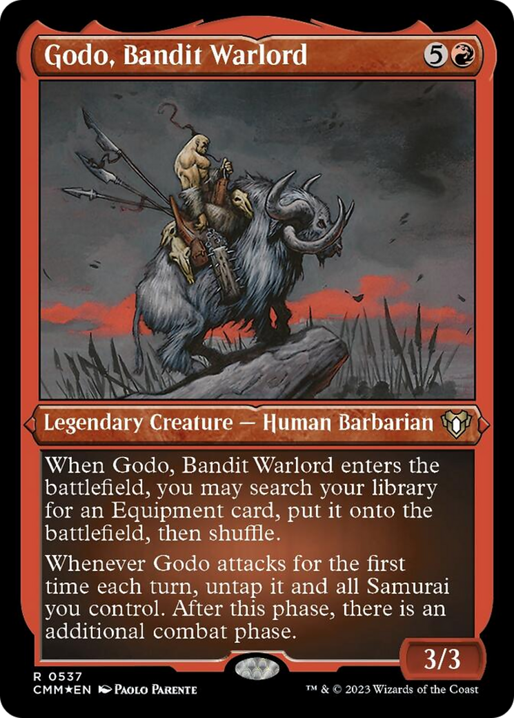 Godo, Bandit Warlord (Foil Etched) [Commander Masters] | Game Master's Emporium (The New GME)