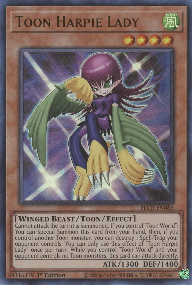 Toon Harpie Lady [BLCR-EN066] Ultra Rare | Game Master's Emporium (The New GME)