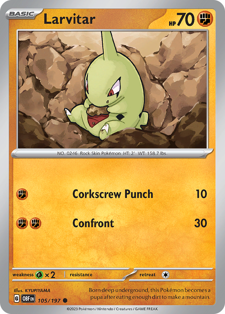 Larvitar (105/197) [Scarlet & Violet: Obsidian Flames] | Game Master's Emporium (The New GME)