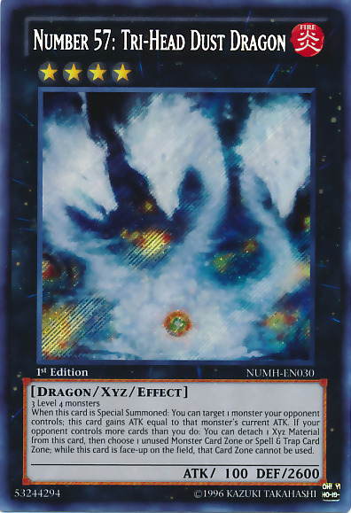 Number 57: Tri-Head Dust Dragon [NUMH-EN030] Secret Rare | Game Master's Emporium (The New GME)