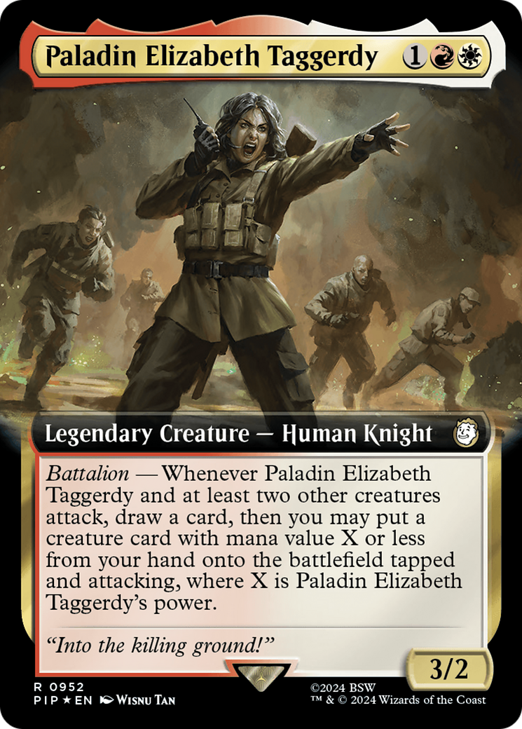 Paladin Elizabeth Taggerdy (Extended Art) (Surge Foil) [Fallout] | Game Master's Emporium (The New GME)