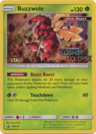 Buzzwole (SM218) (Staff Prerelease Promo) [Sun & Moon: Black Star Promos] | Game Master's Emporium (The New GME)