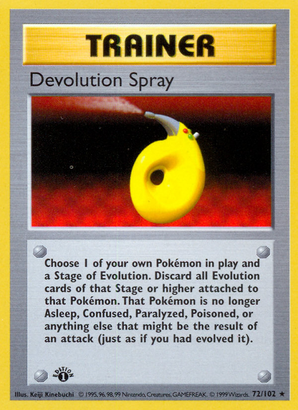 Devolution Spray (72/102) (Shadowless) [Base Set 1st Edition] | Game Master's Emporium (The New GME)