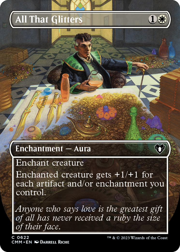 All That Glitters (Borderless Alternate Art) [Commander Masters] | Game Master's Emporium (The New GME)