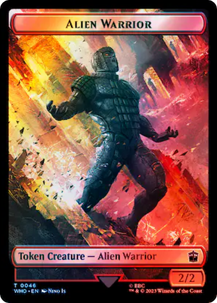 Alien // Alien Warrior Double-Sided Token (Surge Foil) [Doctor Who Tokens] | Game Master's Emporium (The New GME)