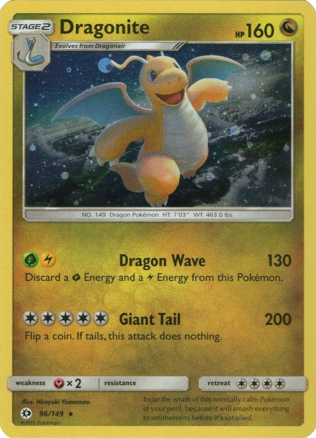 Dragonite (96/149) (Cosmos Holo) [Sun & Moon: Base Set] | Game Master's Emporium (The New GME)