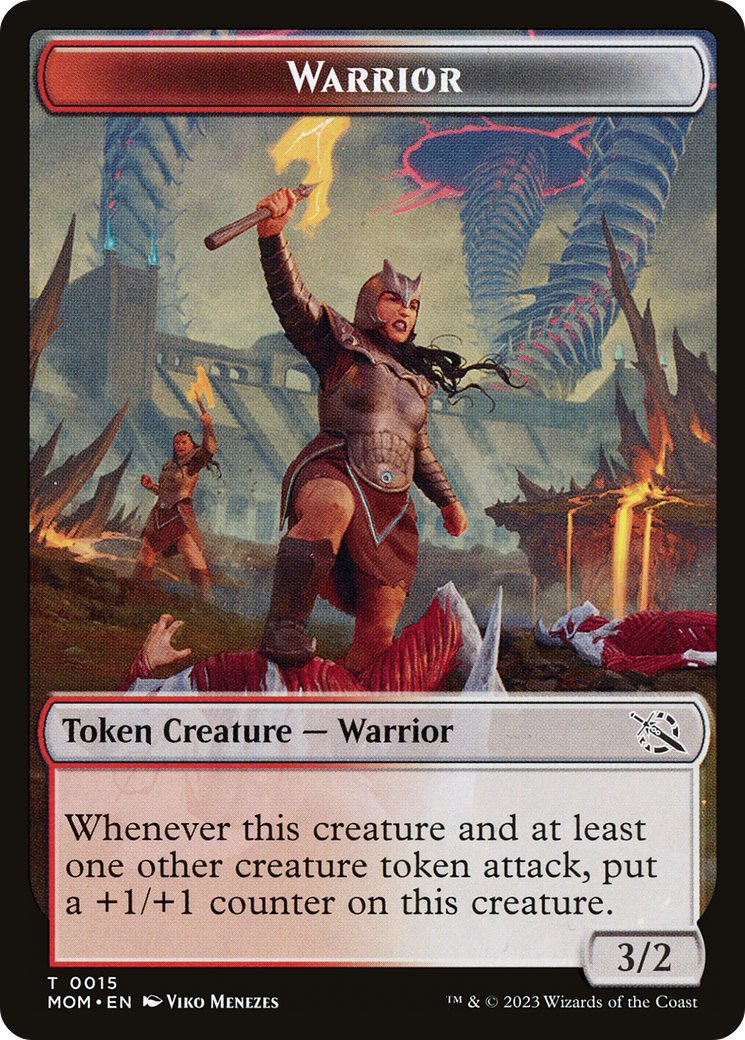 Warrior // Wrenn and Realmbreaker Emblem Double-Sided Token [March of the Machine Tokens] | Game Master's Emporium (The New GME)