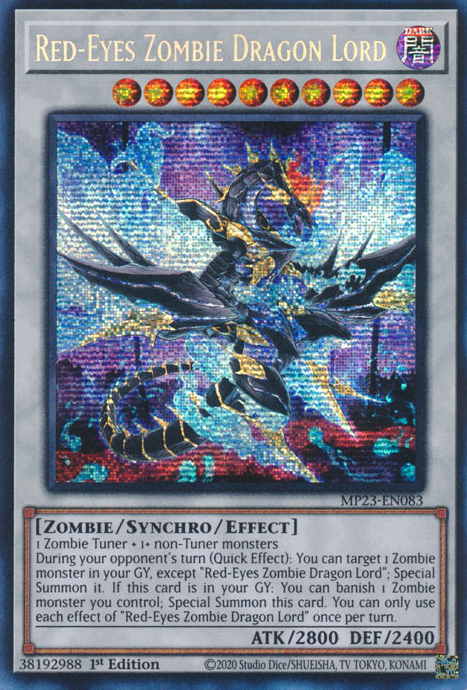 Red-Eyes Zombie Dragon Lord [MP23-EN083] Prismatic Secret Rare | Game Master's Emporium (The New GME)