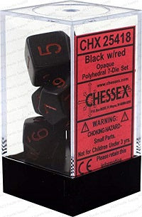 Chessex 7 Dice Black Red Dice | Game Master's Emporium (The New GME)