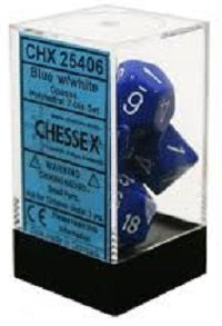 Chessex 7 Dice Blue White Dice | Game Master's Emporium (The New GME)