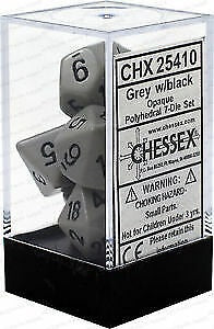 Chessex 7 Dice Dark Grey Black Dice | Game Master's Emporium (The New GME)