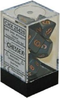 Chessex 7 Dice Dark Grey Copper Dice | Game Master's Emporium (The New GME)