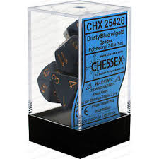 Chessex 7 Dice Dusty Blue Copper Dice | Game Master's Emporium (The New GME)
