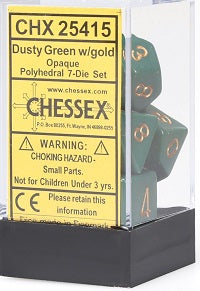 Chessex 7 Dice Dusty Green Copper Dice | Game Master's Emporium (The New GME)