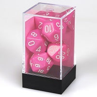 Chessex 7 Dice Pink White Dice | Game Master's Emporium (The New GME)