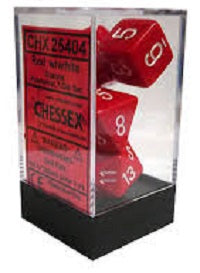 Chessex 7 Dice Red White Dice | Game Master's Emporium (The New GME)