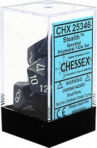 Chessex 7 Dice Speckled Stealth Dice | Game Master's Emporium (The New GME)