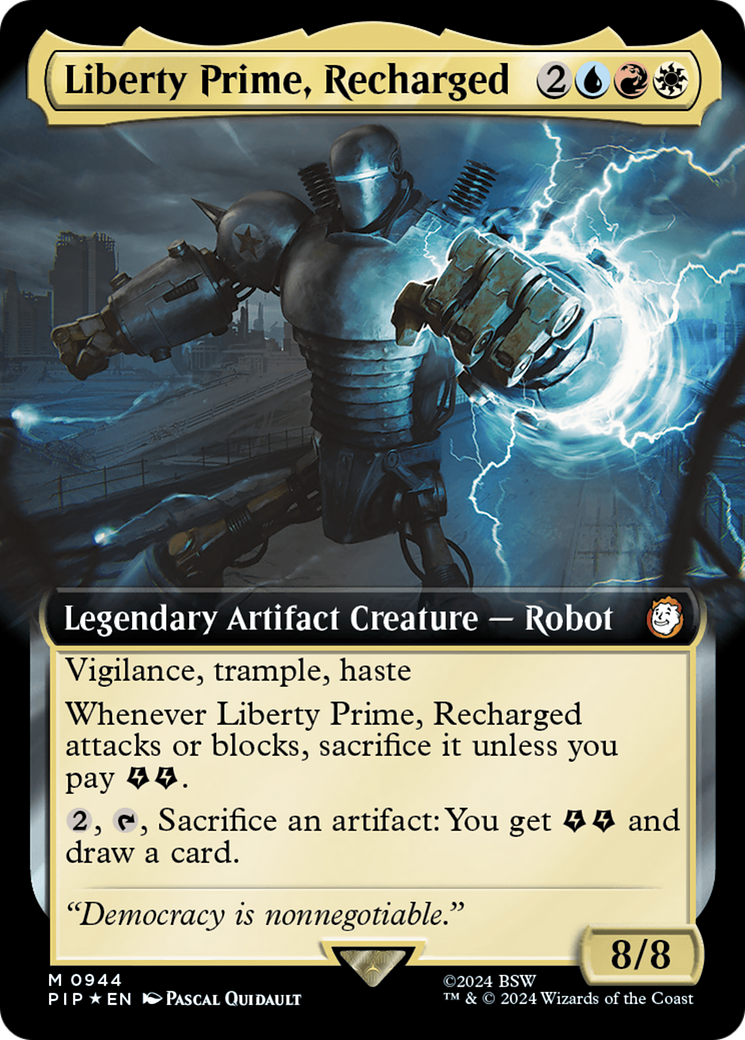 Liberty Prime, Recharged (Extended Art) (Surge Foil) [Fallout] | Game Master's Emporium (The New GME)