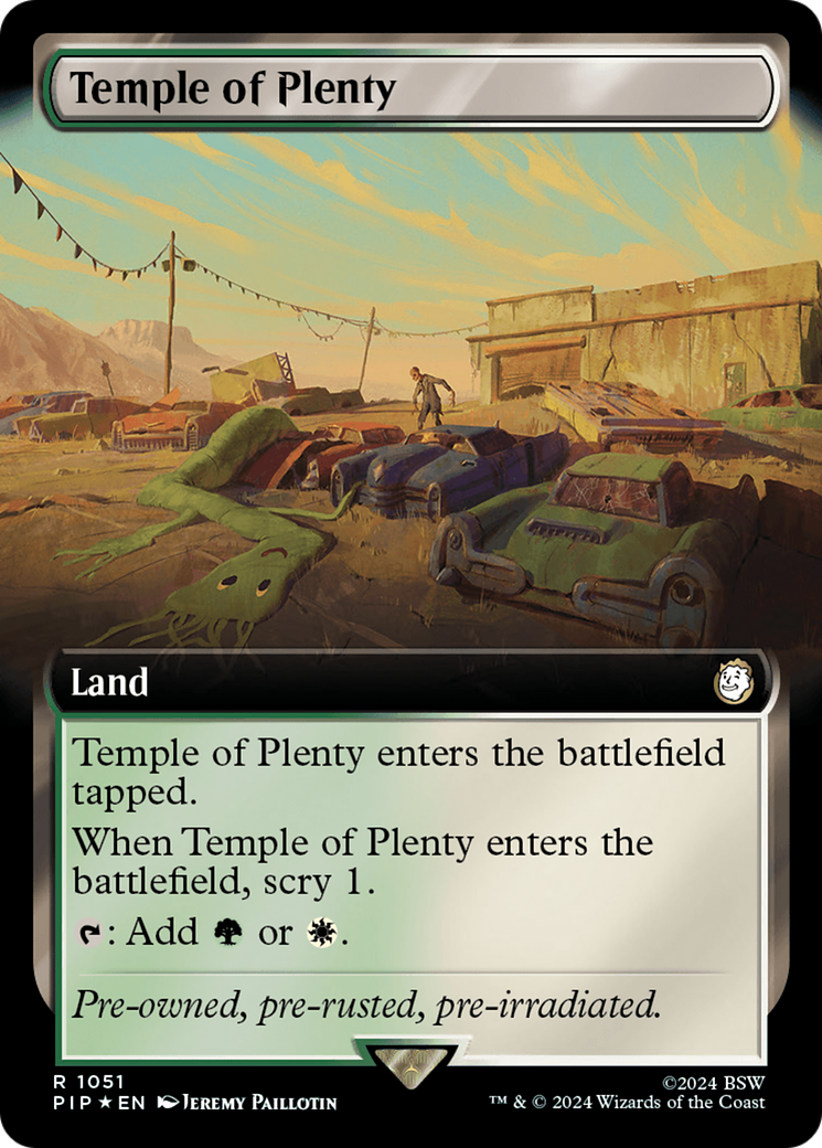 Temple of Plenty (Extended Art) (Surge Foil) [Fallout] | Game Master's Emporium (The New GME)