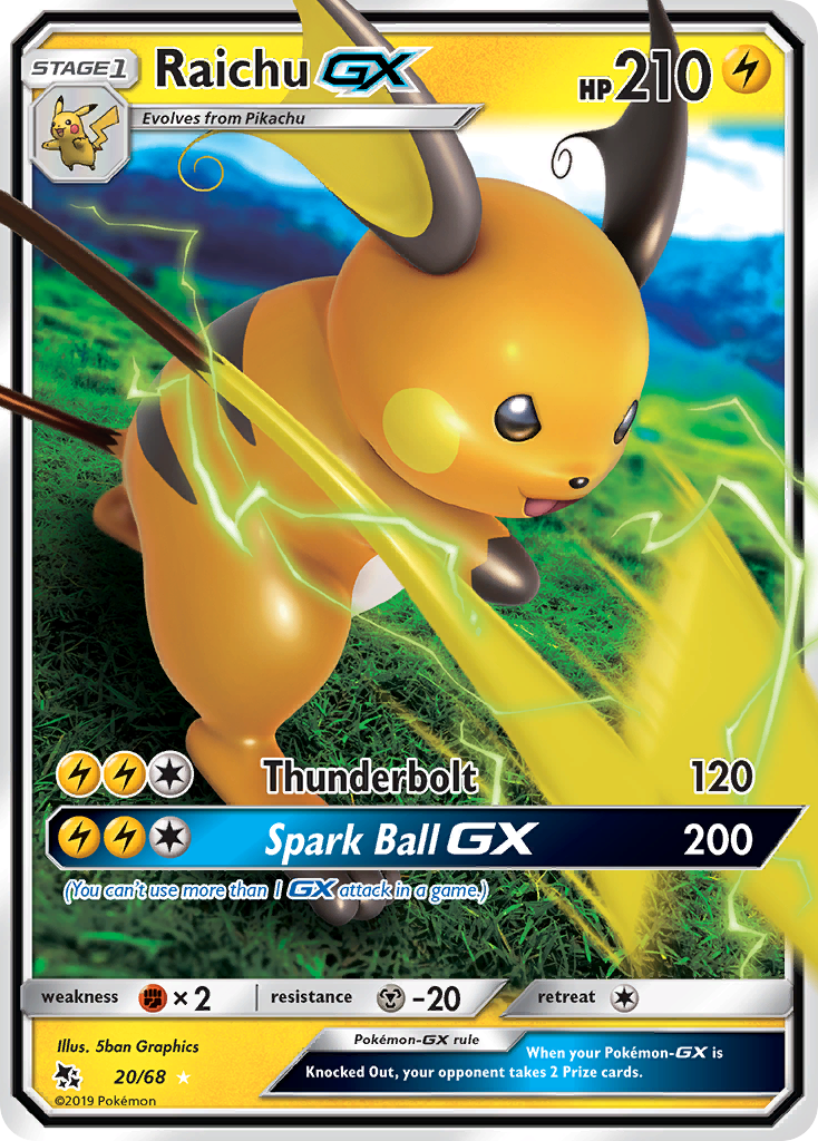 Raichu GX (20/68) [Sun & Moon: Hidden Fates] | Game Master's Emporium (The New GME)