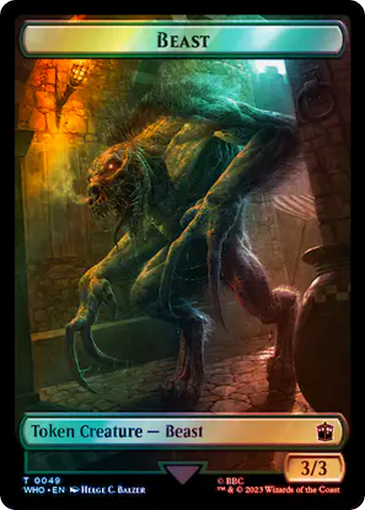 Soldier // Beast Double-Sided Token (Surge Foil) [Doctor Who Tokens] | Game Master's Emporium (The New GME)