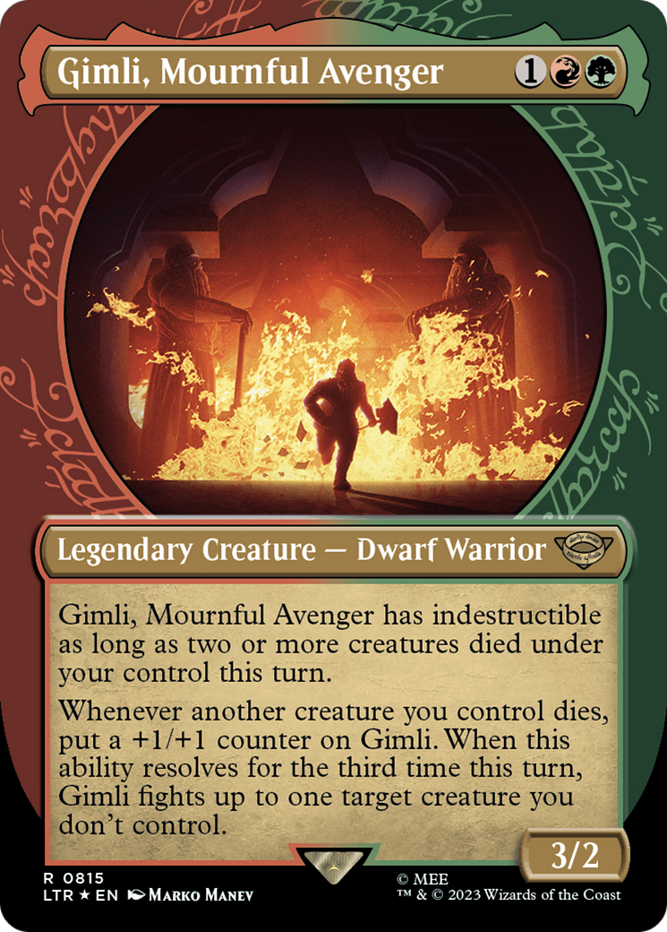 Gimli, Mournful Avenger (Showcase) (Surge Foil) [The Lord of the Rings: Tales of Middle-Earth] | Game Master's Emporium (The New GME)