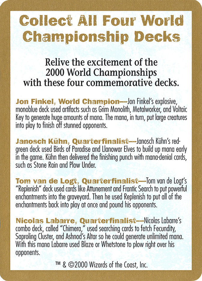 2000 World Championships Ad [World Championship Decks 2000] | Game Master's Emporium (The New GME)