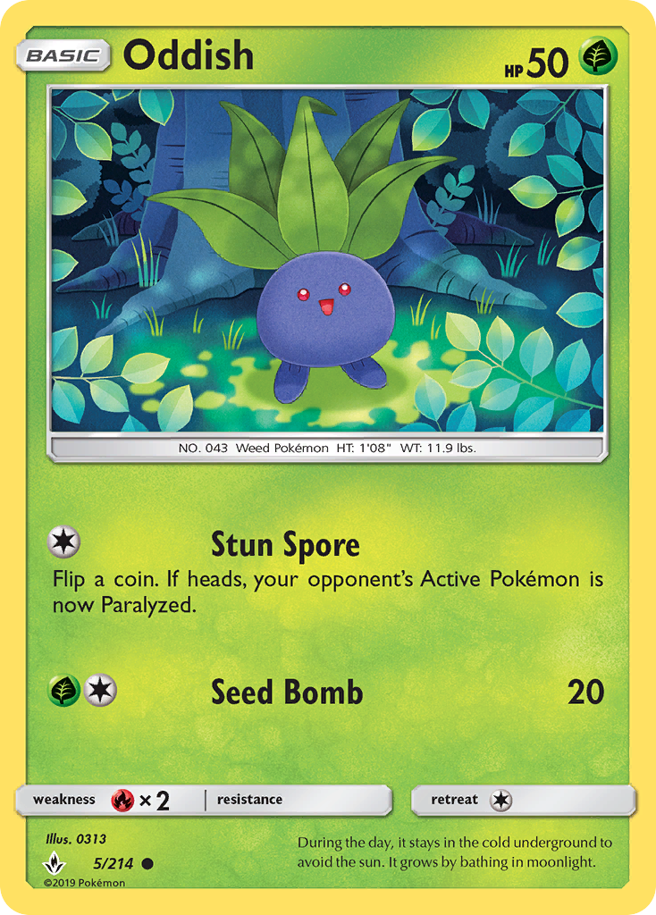 Oddish (5/214) [Sun & Moon: Unbroken Bonds] | Game Master's Emporium (The New GME)