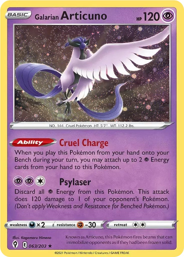 Galarian Articuno (063/203) (Cosmos Holo) [Sword & Shield: Evolving Skies] | Game Master's Emporium (The New GME)