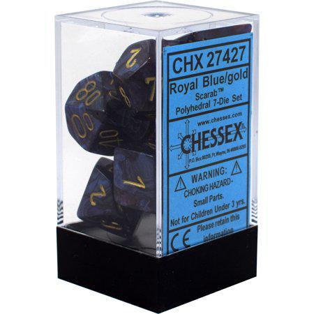 Chessex 7 Dice Scarab Royal Blue Dice | Game Master's Emporium (The New GME)