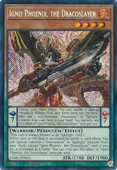 Ignis Phoenix, the Dracoslayer [DABL-EN022] Secret Rare | Game Master's Emporium (The New GME)