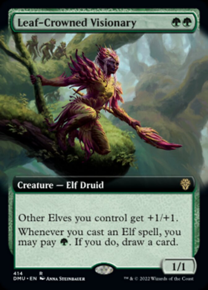 Leaf-Crowned Visionary (Extended Art) [Dominaria United] | Game Master's Emporium (The New GME)