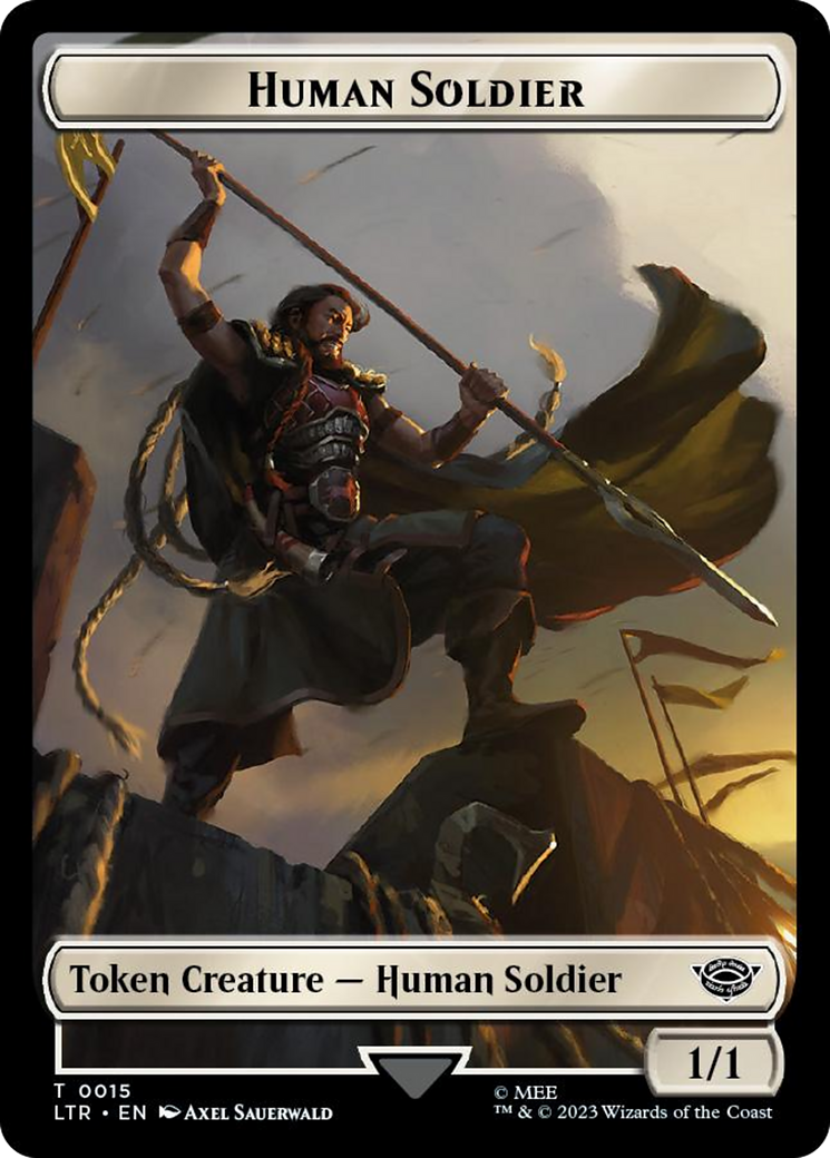 Human Soldier (0015) // Food (0023) Double-Sided Token (Surge Foil) [The Lord of the Rings: Tales of Middle-Earth Tokens] | Game Master's Emporium (The New GME)