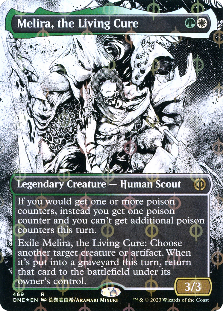 Melira, the Living Cure (Borderless Manga Step-and-Compleat Foil) [Phyrexia: All Will Be One] | Game Master's Emporium (The New GME)