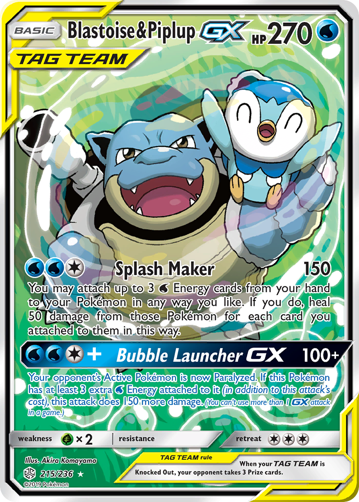 Blastoise & Piplup GX (215/236) [Sun & Moon: Cosmic Eclipse] | Game Master's Emporium (The New GME)