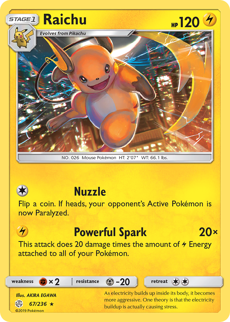 Raichu (67/236) [Sun & Moon: Cosmic Eclipse] | Game Master's Emporium (The New GME)