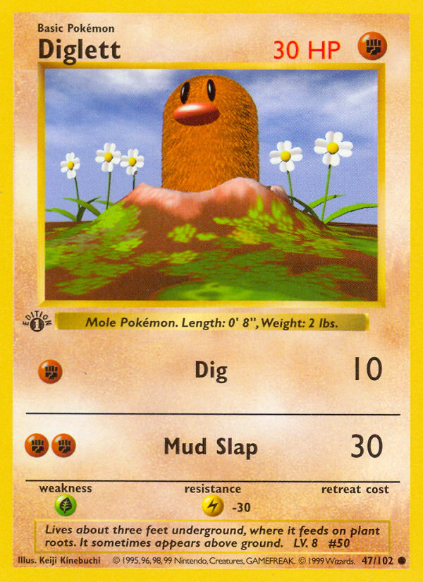 Diglett (47/102) (Shadowless) [Base Set 1st Edition] | Game Master's Emporium (The New GME)