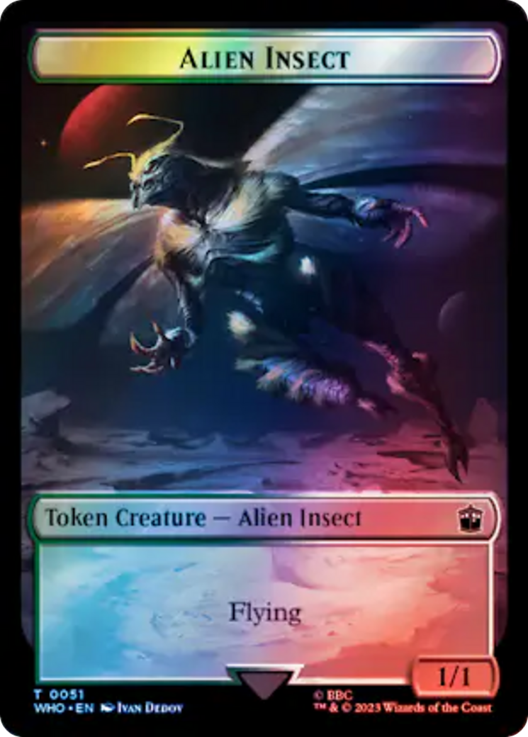 Soldier // Alien Insect Double-Sided Token (Surge Foil) [Doctor Who Tokens] | Game Master's Emporium (The New GME)